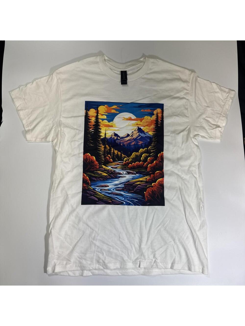 Mountain Sunset Unsiex Crew Neck Short Sleeve T-Shirt Graphic Nature Wilderness
